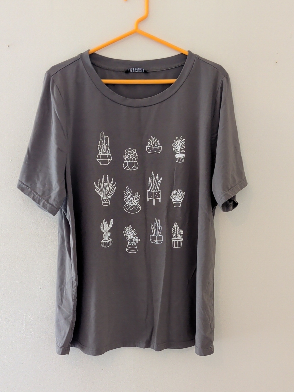 BloomChic Olive Green Short-Sleeve Tee with White Succulent Icons